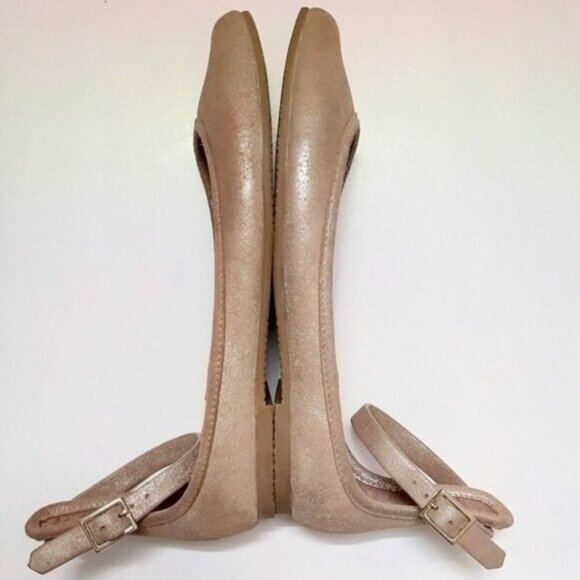 JOIE Temple Gold Metallic Pointed Toe Ankle Strap Flats Sz US 6 EUR 36 - Picture 8 of 13
